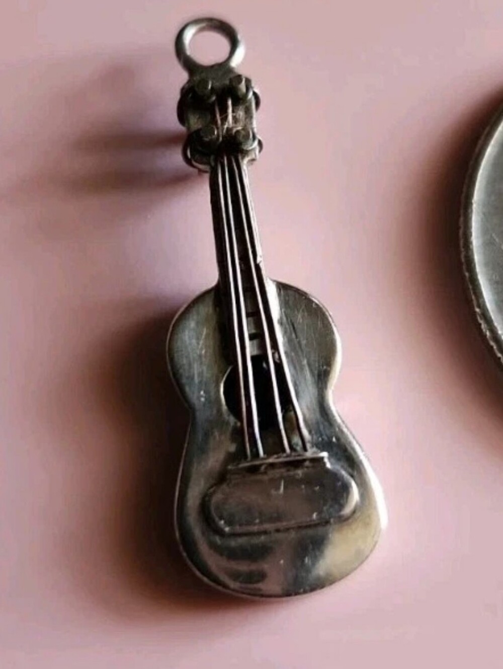 Vintage Taxco Mexico Guitar Charm With Real Copper Strings 925 Sterling